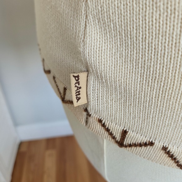 Prana Breathe Cream Organic Cotton Hooded Sweater Size L Boho Western Artisan - Picture 3 of 10